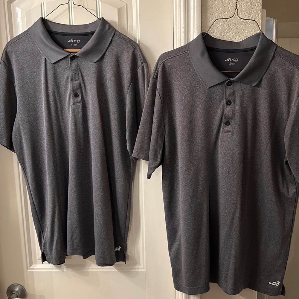 Two men’s polo style shirts